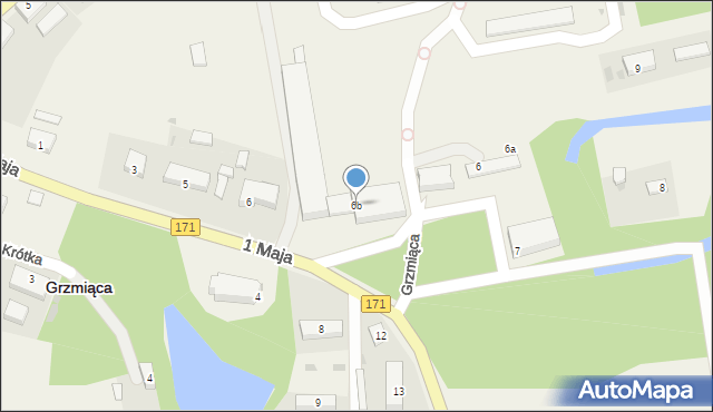 Grzmiąca, 1 Maja, 6b, mapa Grzmiąca