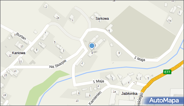 Jabłonka, 1 Maja, 4, mapa Jabłonka