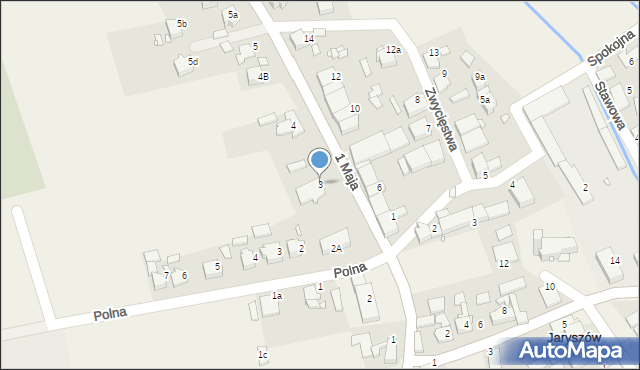 Jaryszów, 1 Maja, 3, mapa Jaryszów