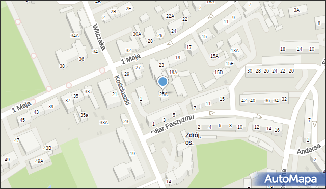 Jastrzębie-Zdrój, 1 Maja, 25A, mapa Jastrzębie-Zdrój