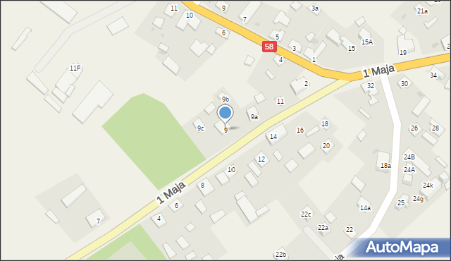 Jedwabno, 1 Maja, 9, mapa Jedwabno