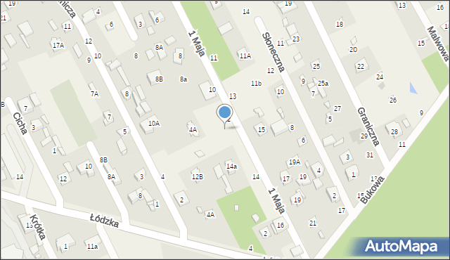 Justynów, 1 Maja, 12a, mapa Justynów