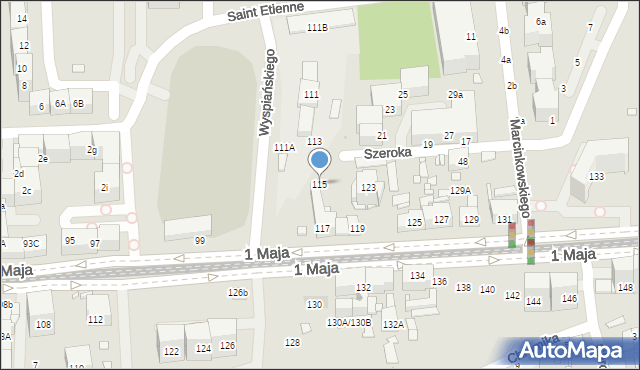 Katowice, 1 Maja, 115, mapa Katowic
