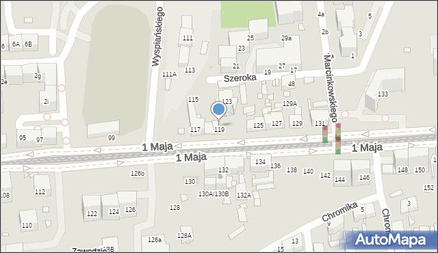 Katowice, 1 Maja, 121, mapa Katowic