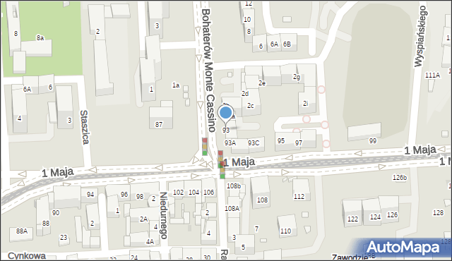 Katowice, 1 Maja, 93, mapa Katowic