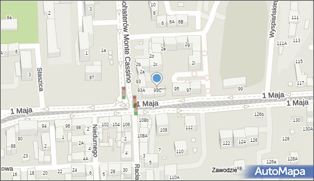 Katowice, 1 Maja, 93C, mapa Katowic