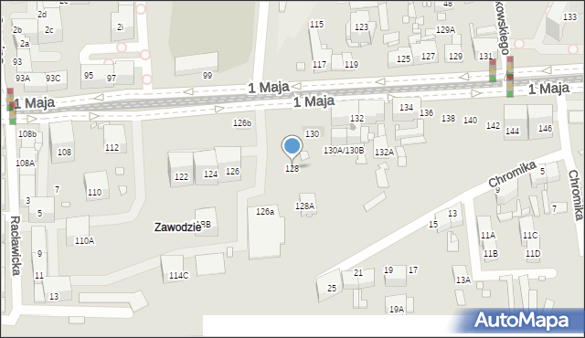 Katowice, 1 Maja, 128, mapa Katowic