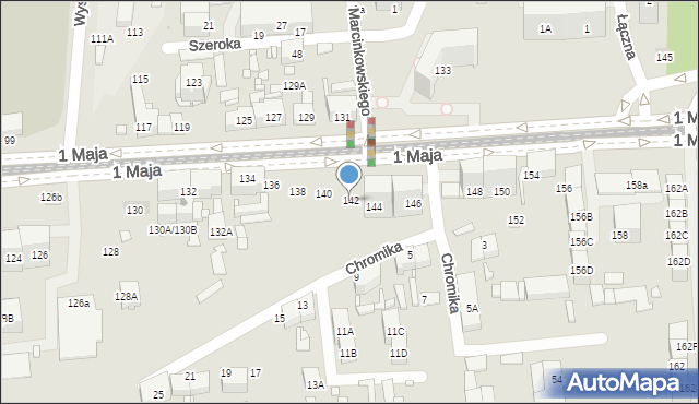Katowice, 1 Maja, 142, mapa Katowic
