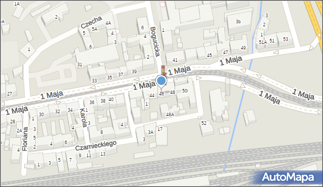 Katowice, 1 Maja, 46, mapa Katowic
