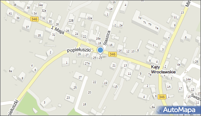 Kąty Wrocławskie, 1 Maja, 23, mapa Kąty Wrocławskie