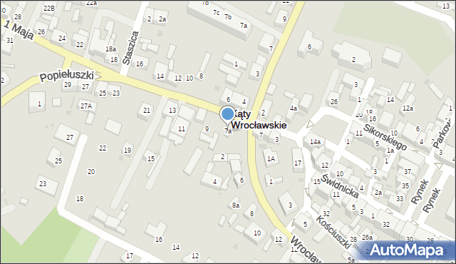 Kąty Wrocławskie, 1 Maja, 7a, mapa Kąty Wrocławskie