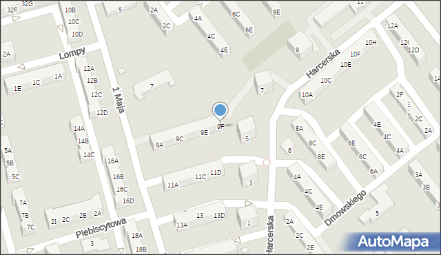 Kędzierzyn-Koźle, 1 Maja, 9F, mapa Kędzierzyna-Koźle