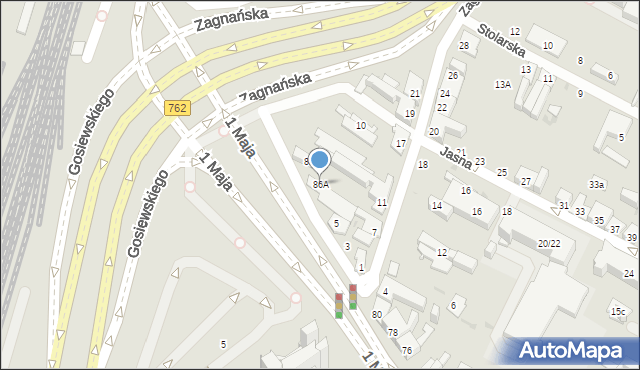 Kielce, 1 Maja, 86A, mapa Kielc