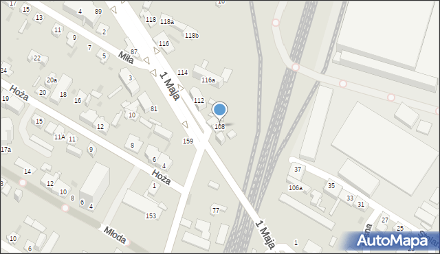 Kielce, 1 Maja, 108, mapa Kielc