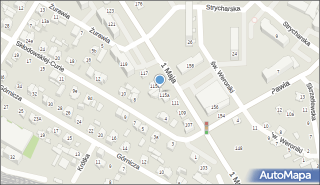 Kielce, 1 Maja, 115b, mapa Kielc