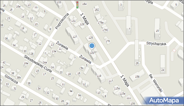 Kielce, 1 Maja, 121, mapa Kielc