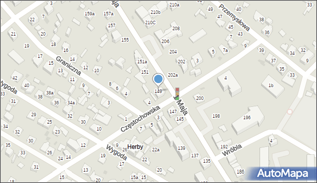 Kielce, 1 Maja, 149, mapa Kielc