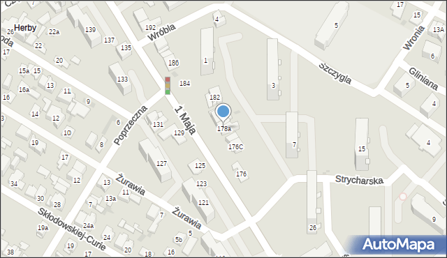 Kielce, 1 Maja, 178a, mapa Kielc