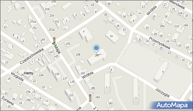 Kielce, 1 Maja, 196, mapa Kielc