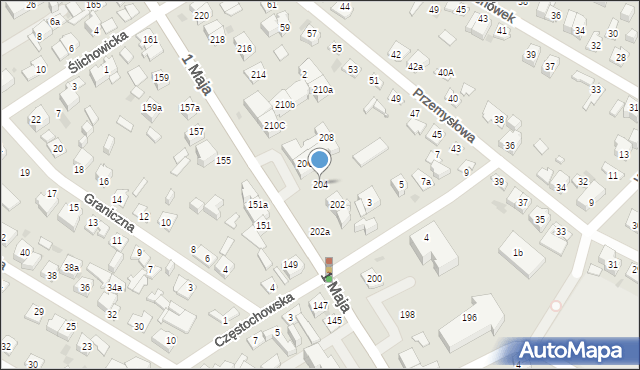 Kielce, 1 Maja, 204, mapa Kielc