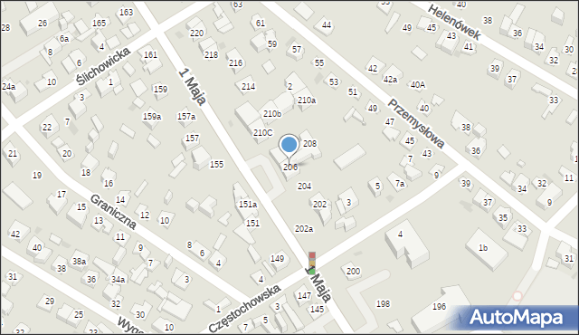 Kielce, 1 Maja, 206, mapa Kielc