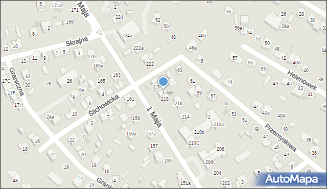 Kielce, 1 Maja, 218a, mapa Kielc