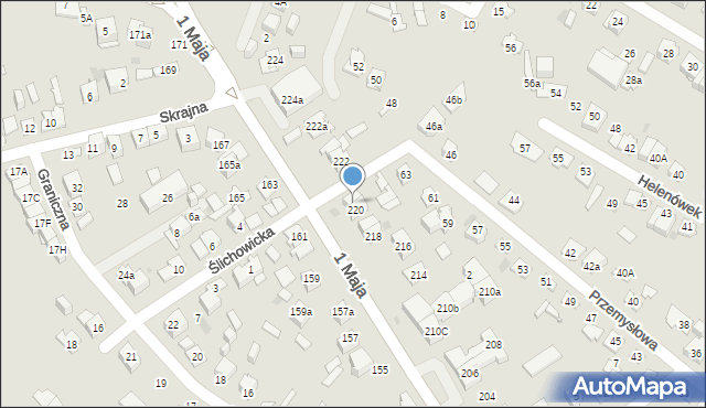 Kielce, 1 Maja, 220a, mapa Kielc