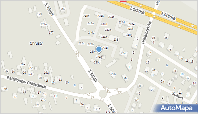 Kielce, 1 Maja, 224g, mapa Kielc