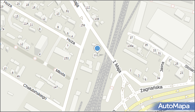 Kielce, 1 Maja, 77A, mapa Kielc
