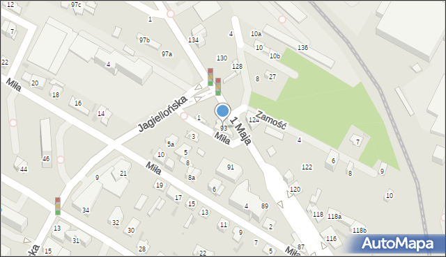 Kielce, 1 Maja, 93, mapa Kielc