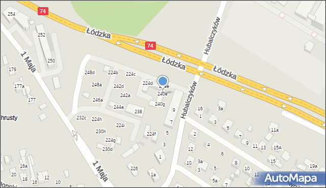 Kielce, 1 Maja, 240e, mapa Kielc