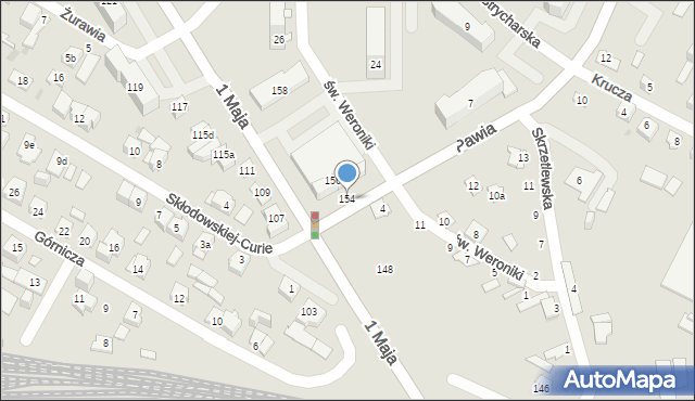 Kielce, 1 Maja, 154, mapa Kielc