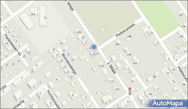 Knurów, 1 Maja, 13, mapa Knurów