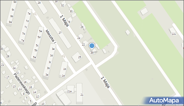 Knurów, 1 Maja, 20, mapa Knurów