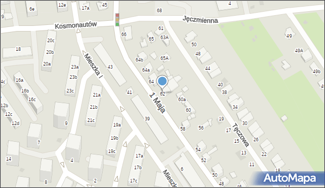 Knurów, 1 Maja, 62, mapa Knurów