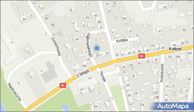 Kołbiel, 1 Maja, 17, mapa Kołbiel