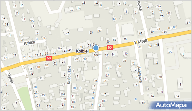Kołbiel, 1 Maja, 30A, mapa Kołbiel