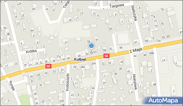 Kołbiel, 1 Maja, 54, mapa Kołbiel
