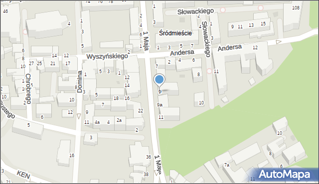 Koszalin, 1 Maja, 9, mapa Koszalina