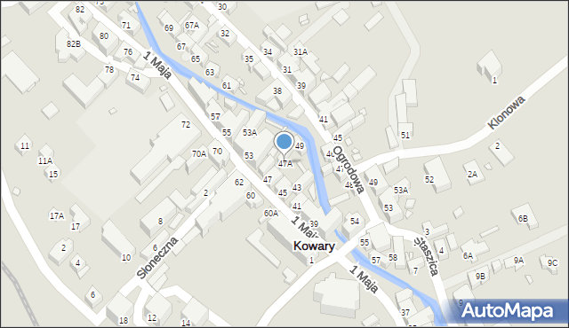 Kowary, 1 Maja, 47A, mapa Kowary