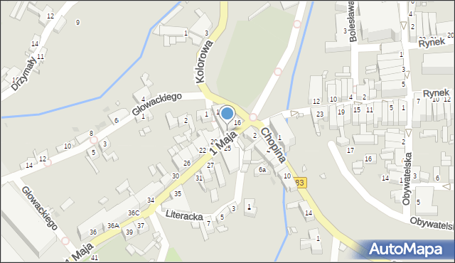 Kożuchów, 1 Maja, 18, mapa Kożuchów