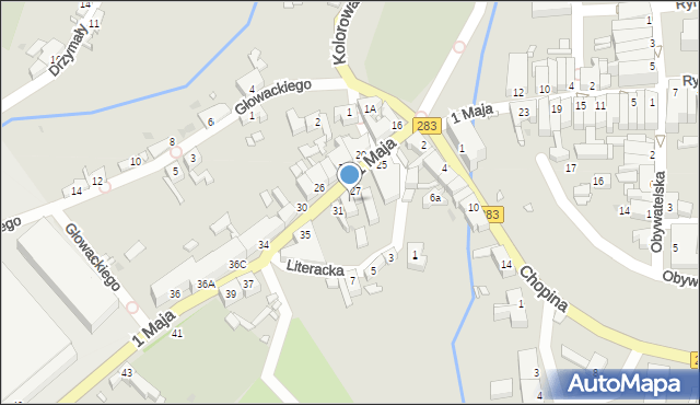 Kożuchów, 1 Maja, 29, mapa Kożuchów