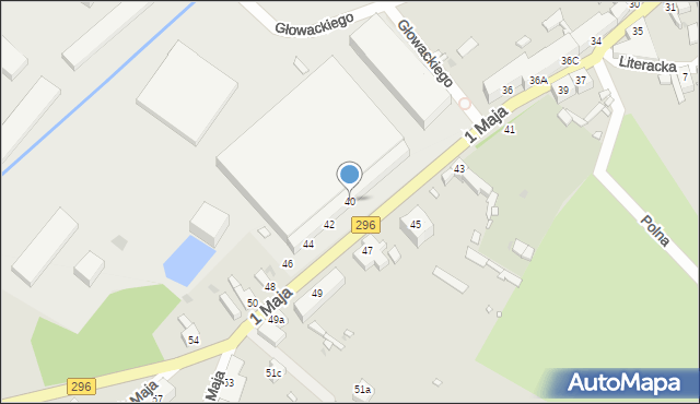 Kożuchów, 1 Maja, 40, mapa Kożuchów