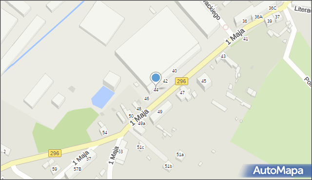 Kożuchów, 1 Maja, 44, mapa Kożuchów