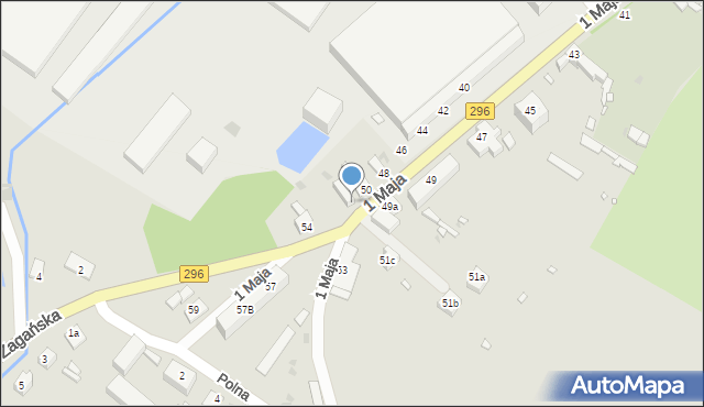 Kożuchów, 1 Maja, 52, mapa Kożuchów