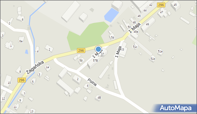 Kożuchów, 1 Maja, 57A, mapa Kożuchów