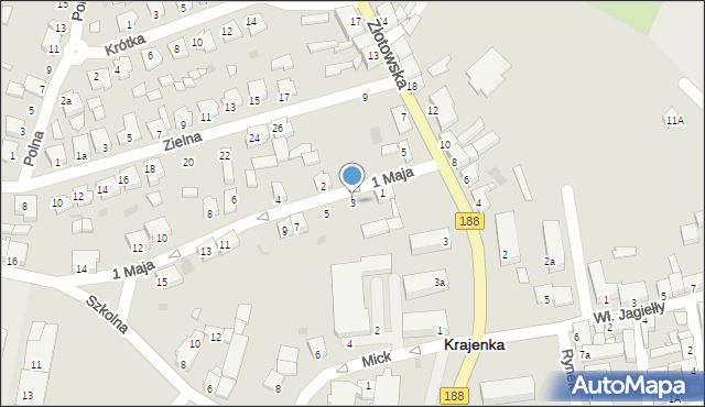 Krajenka, 1 Maja, 3, mapa Krajenka