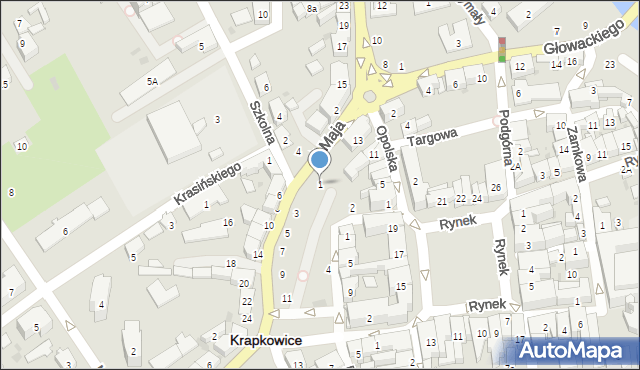 Krapkowice, 1 Maja, 1, mapa Krapkowice
