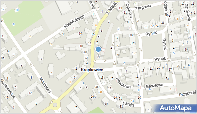 Krapkowice, 1 Maja, 11, mapa Krapkowice
