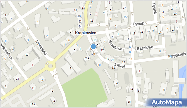 Krapkowice, 1 Maja, 28, mapa Krapkowice